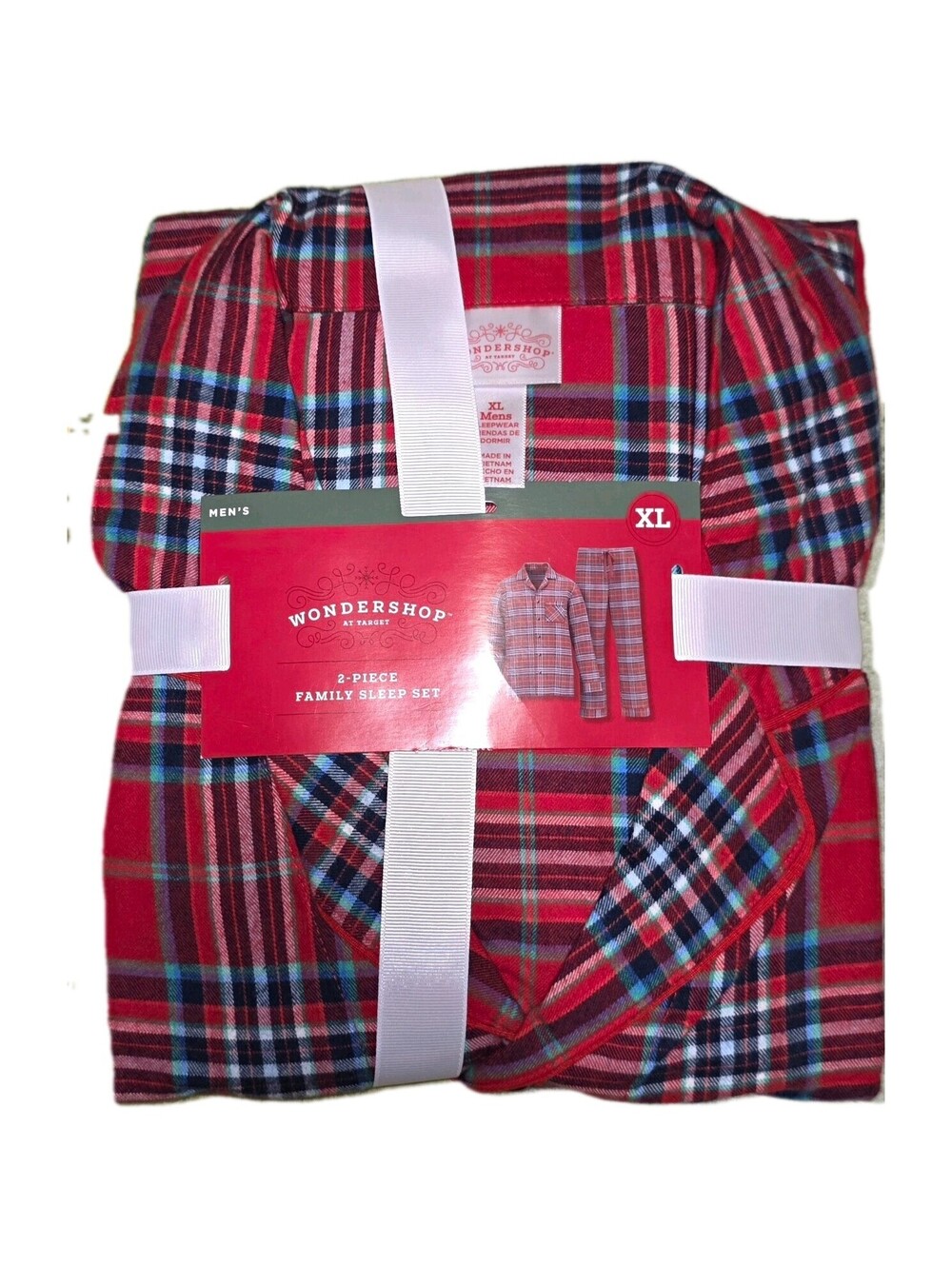 Wondershop Men's XL 2-Piece Flannel Cotton Plaid Pajama Set Button Collar